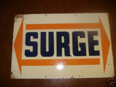Original metal surge milking machine sign with arrows