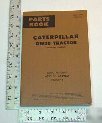 Caterpillar parts book - DW20 tractor - gas - 1963
