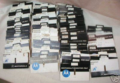 Huge lot of motorola resistors - 87 file cards - parts