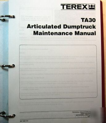 Terex service manual TA30 articulated dumptruck