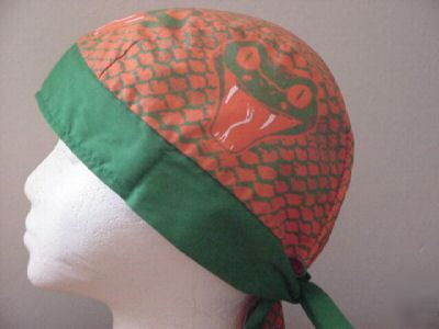Green orange cobra skull cap /do rag 