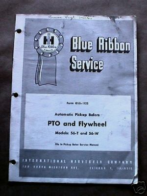 Ih blue ribbon pickup baler pto flywheel service manual