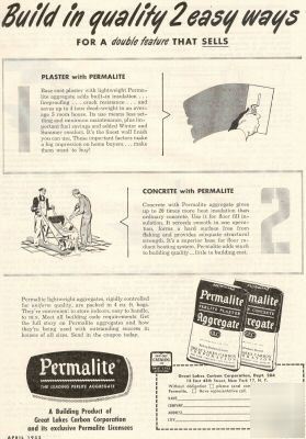 Permalite great lakes carbon plaster aggregate ad 1952