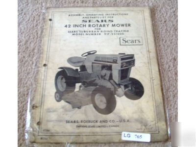 Sears 42 inch rotary mower operator parts catalog