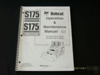 Bobcat S175 skidsteer loader operation maint manual