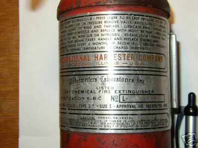 International harvester fire extinguisher