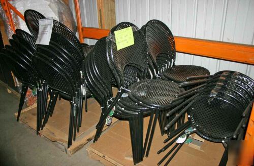 New lot of 40 black metal indoor outdoor cafe chairs