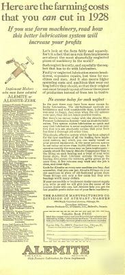 1927 alemite lubrication bassick mfg. co., vintage ad