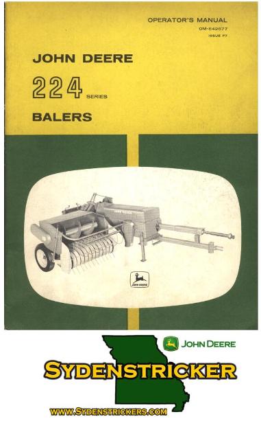 John deere 224 series balers operators manual