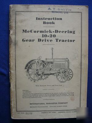 Mccormick deering 10-20 gear drive tractor manual