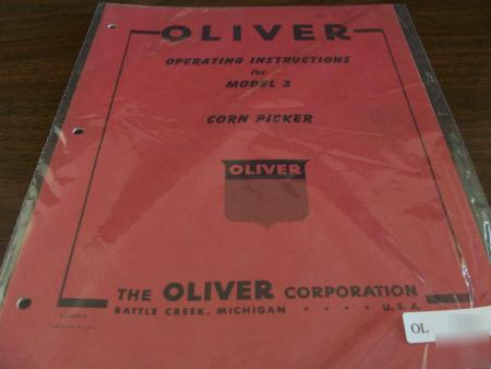 Oliver model 3 corn picker operators manual