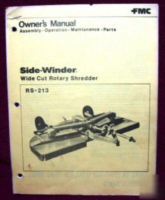 Fmc sidewinder mower rs-213 operator parts manual