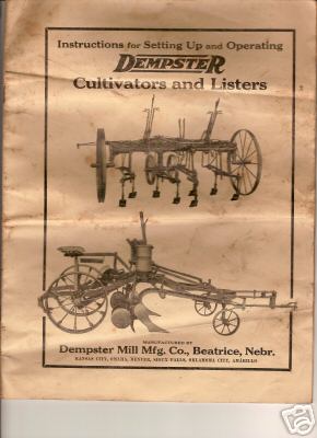 Instructions for dempster cultivators and listers