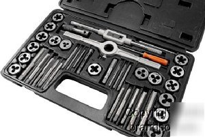 New 40 pc piece sae standard tap and die tool set kit 