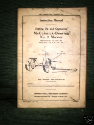 Instruction manual 1941 mccormick-deering no. 9 mower
