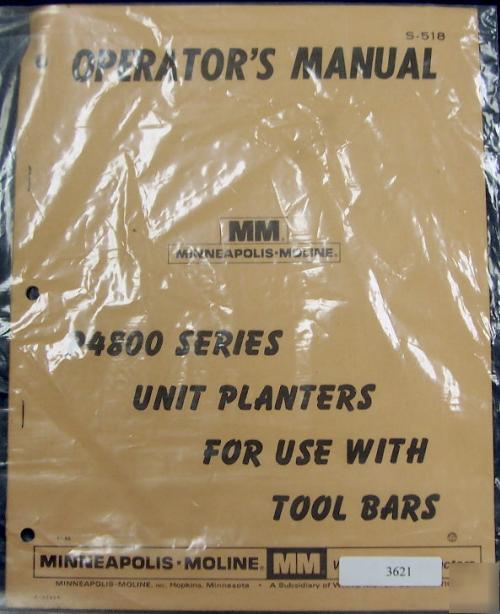 Minneapolis moline P4800 unit planter operators manual