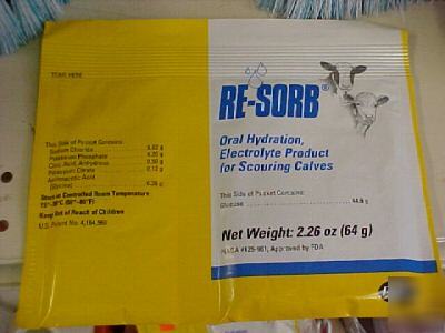 Re sorb resorb electrolyte for scouring calves 64 grams