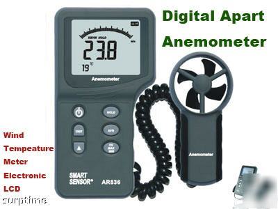 Digital apart anemometer + wind tempeature meter lcd 