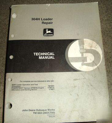 John deere 304 h loader technical repair manual jd