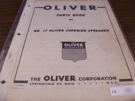 Oliver 17 superior spreader parts catalog manual