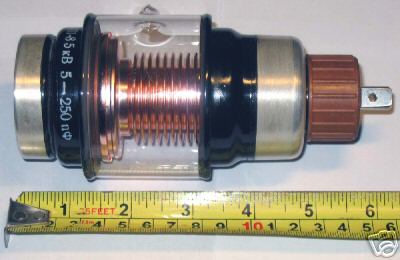 Vacuum variable capacitor 5 - 250 pf 5 kv. nos. 