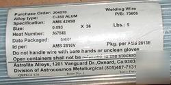 400 pounds of aluminum + alloy welding rod (tig, mig?)