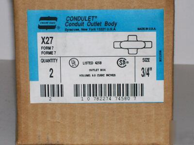 Crouse-hinds .75 in. X27 form 7 outlet box conduit body