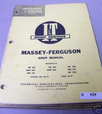 Massey ferguson 33 404 444 tractor shop i&t manual