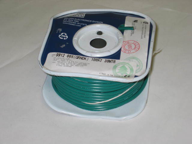 New belden green pvc 12AWG hook-up wire 9912 qty-100' - -