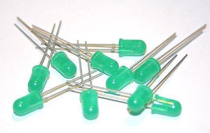 Ten 5MM green leds with resistors