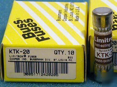 New 100 limitron 20 amp ktk-20 fast acting buss fuses 