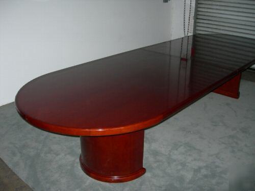 12FT. light cherry wood conference table & chairs