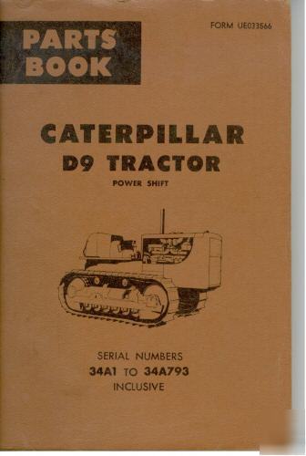Caterpillar D9 D9E tractor parts book excellent condit