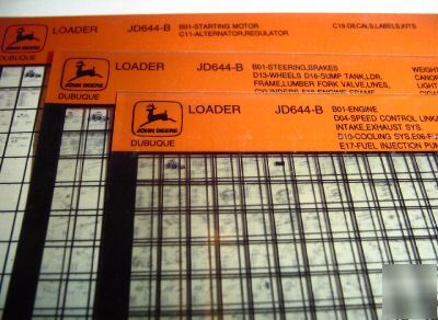John deere 644-b loader parts catalog microfiche jd