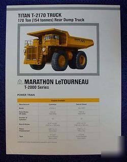 Marathon letourneau titan t-2170 truck brochure 1980's
