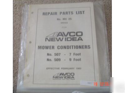 New avco idea 507 509 mower conditioner parts manual