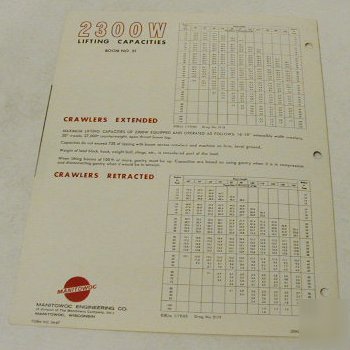 Manitowoc 1965 wide track 2300W crawler sales brochure