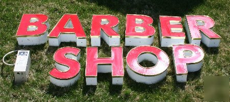 Outdoor lighted barber shop neon channel letters sign
