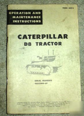 Caterpillar D8 crawler tractor operator's manual cat