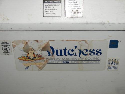 Duchess bakery rolling machine - used pick up only inco
