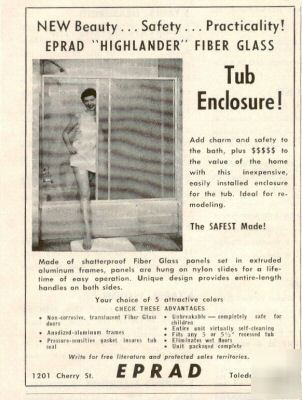 Eprad tub enclosure toledo oh ad 1955 bathroom