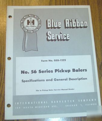 Ih 56 baler blue ribbon service manual ih international