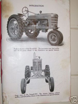 Ihc farmall h & hv tractor owner's manual
