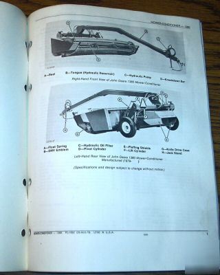 John deere 1380 mower conditioner parts catalog jd book