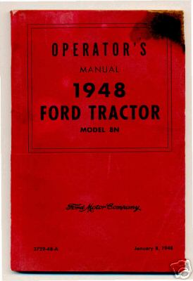 Original operator's manual 1948 ford tractor model 8N