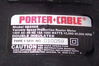 Porter cable router speedmatic 3 1/4 peak hp five-speed