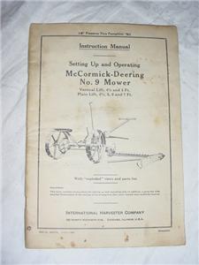 1941 mccormick deering no. 9 mower instruction manual