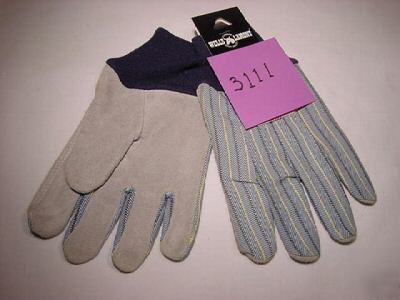 Leather palm, canvas back work gloves...1 pair