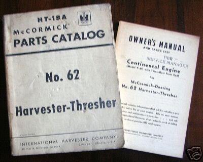 Mccormick deering no. 62 harvester-thresher manuals (2)