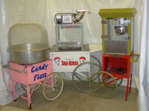 Cotton candy, sno kone , popcorn, concession machines